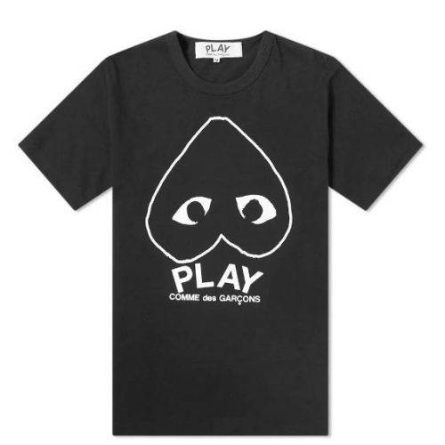 Mens Comme des Garcons Play Inverted Heart Logo Tee in Black