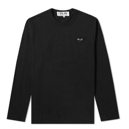 Mens Comme des Garcons Play Long Sleeve Tee in All Black