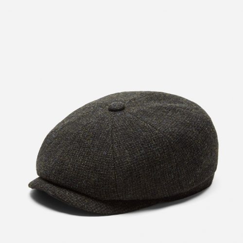 Mens Stetson Hatteras Cross Hatch Newsboy Cap in Brown Wool