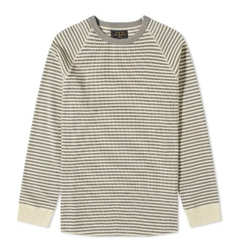Mens Beams Plus Long Sleeve Crew Neck T-Shirt in Grey