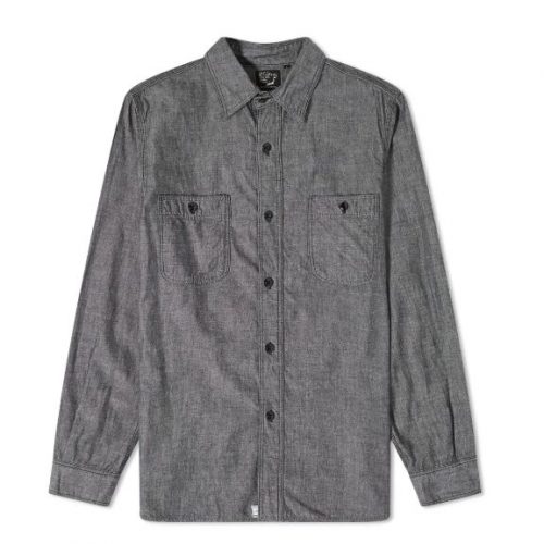 Mens orSlow Work Shirt in Black