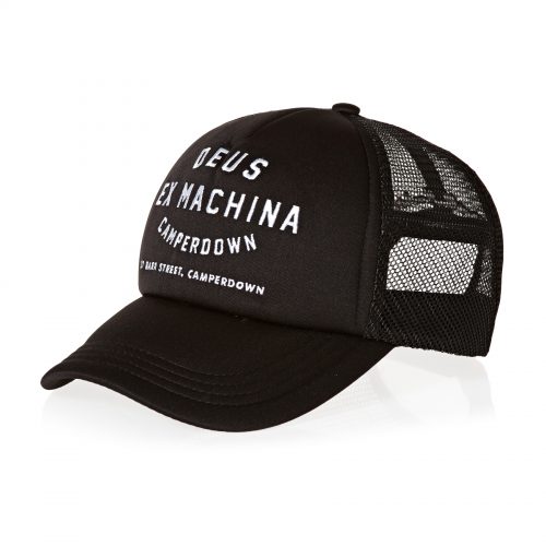 Mens Deus Ex Machina Camperdown Address Trucker Cap in Black