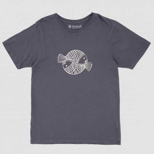 Mens Mollusk Fish Net T-Shirt in Faded Navy