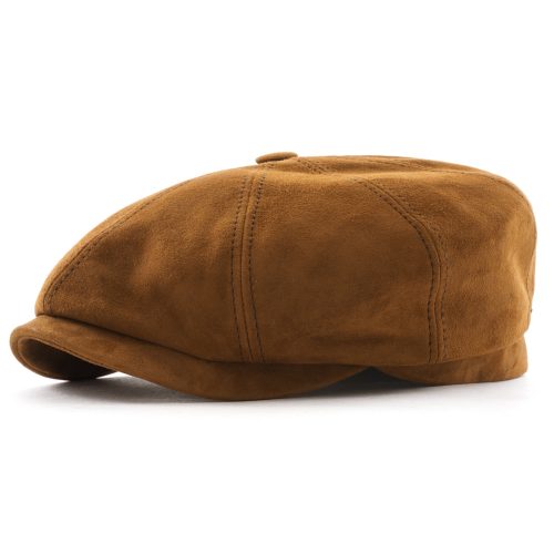 Mens Stetson Headwear Goat Newsboy Cap in Brown Suede