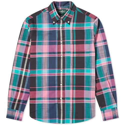 Mens Gitman Vintage Button Down Archive Madras Shirt in Pink & Green