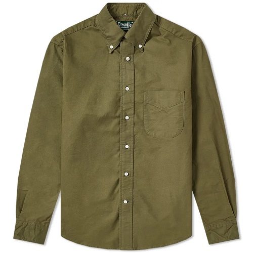 Mens Gitman Vintage Button Down Overdyed Oxford Shirt in Olive