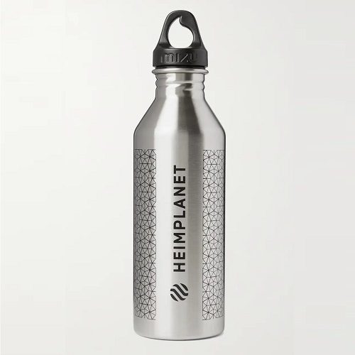 Mens Heimplanet 750ml Water Bottle in Silver Printed Stainless Steel
