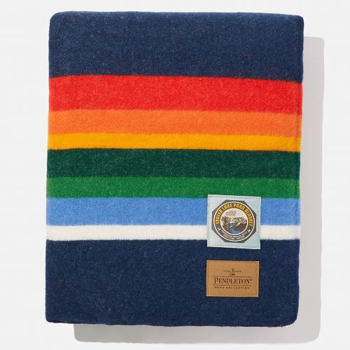 Mens Pendleton Woolen Mills National Park Wool Blanket or Throw in Navy Multi