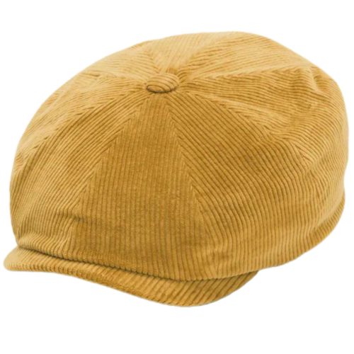 Mens Stetson Headwear Bakerboy Cap or Newsboy Hat in Gold Corduroy