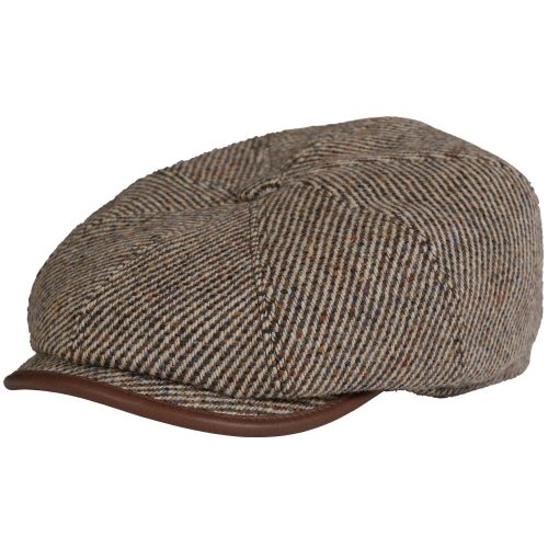 Mens Stetson Headwear Bakerboy Cap or Newsboy Hat in Beige Wool