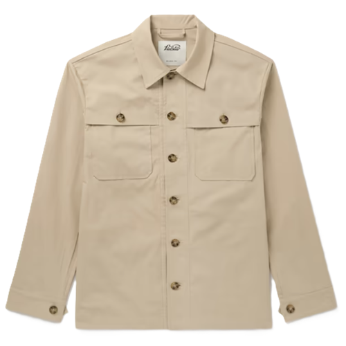 Mens Valstar Jasper Cotton-Blend Poplin Overshirt Jacket or Coat in Beige