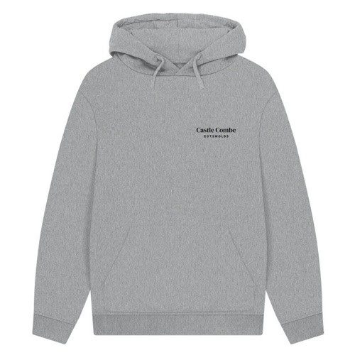 Men’s Castle Combe Mercantile Caddy Day Back Print Organic Hoodie in Athletic Grey