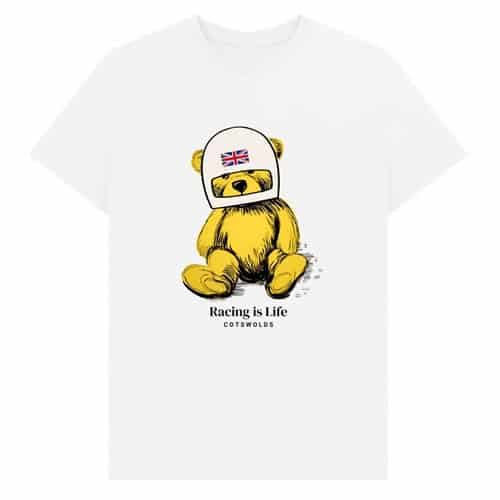 Men's Castle Combe Mercantile Racing Teddy Bear Organic T-Shirt in White